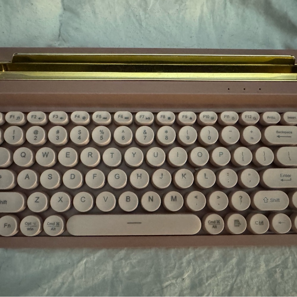 Pink Wireless Keyboard with Gold Accent